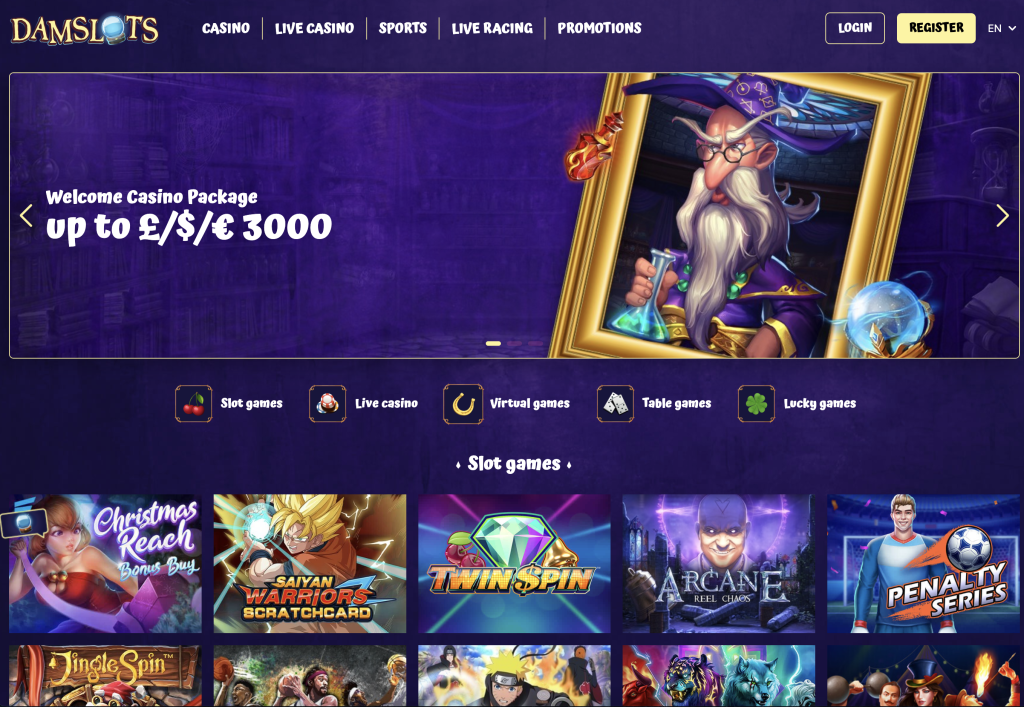 Image of Damslots Casino website