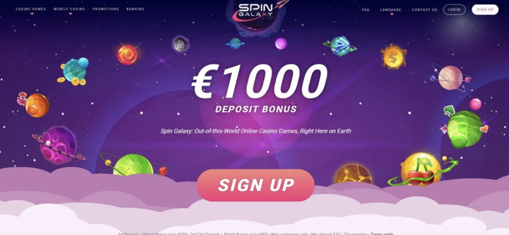 image of galaxy spins casino website