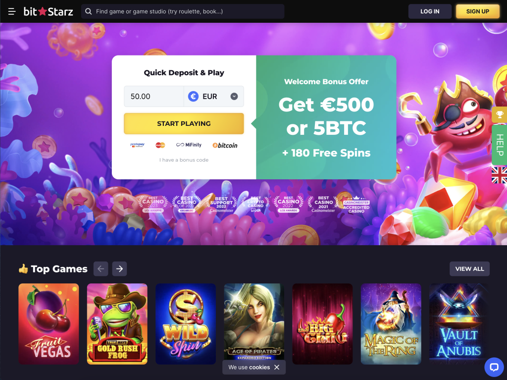 image of bitstarz casino website