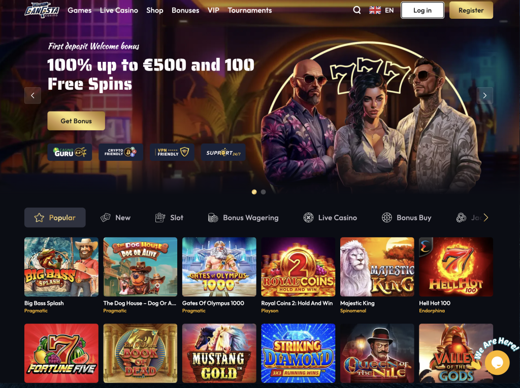 image of gangsta casino website 