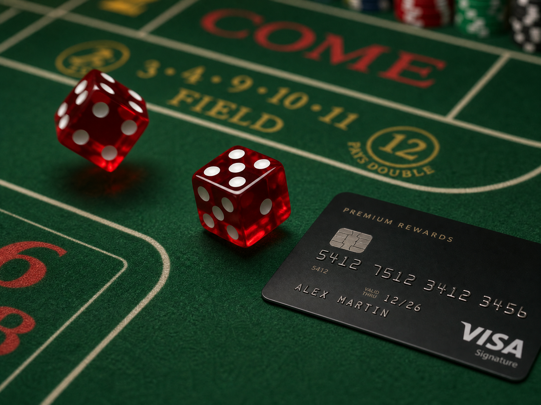 High-end VIP casino lounge with luxury gaming tables and credit card VIP processing displays